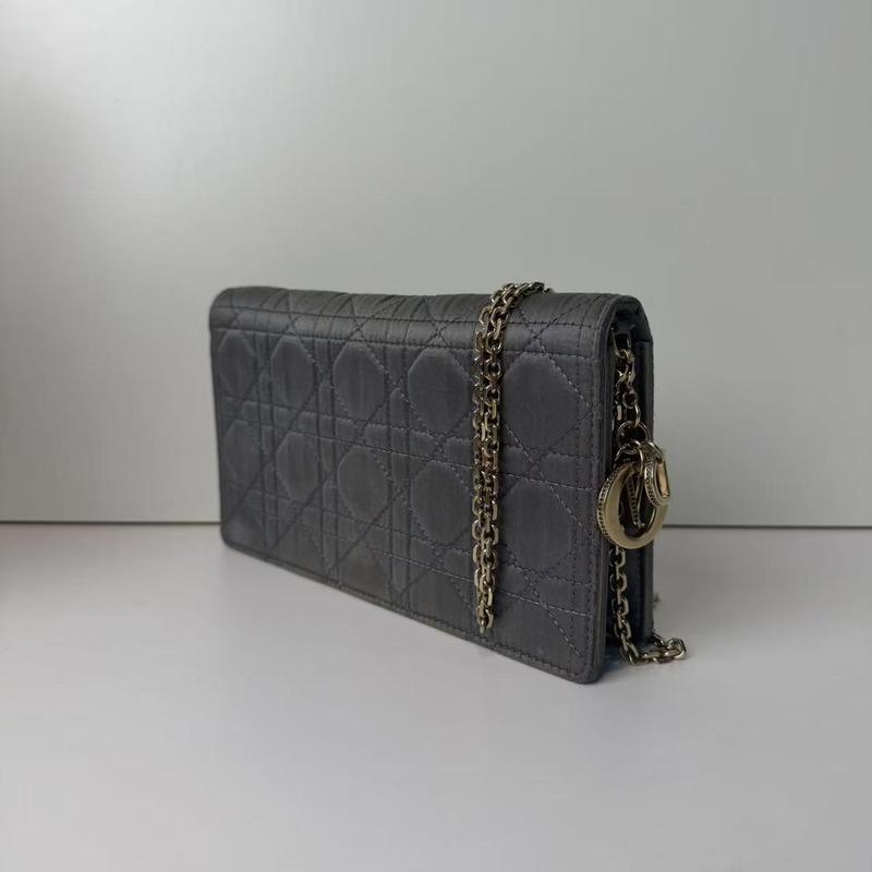 Pre-owned Dior Lambskin Crossbody Bags Christian Lady Cannage Chain Wallet Purse Black DR2JX