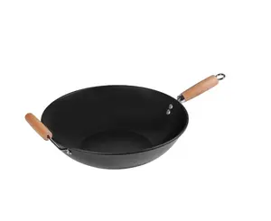 Easy Clean Hand Wash Recommended Carbon Steel Non-Stick Cookware Pans with Wooden Handles