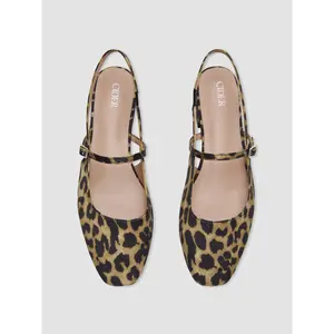 Cider [size 6-11] LEOPARD PRINT BUCKLE SLINGBACK FLATS