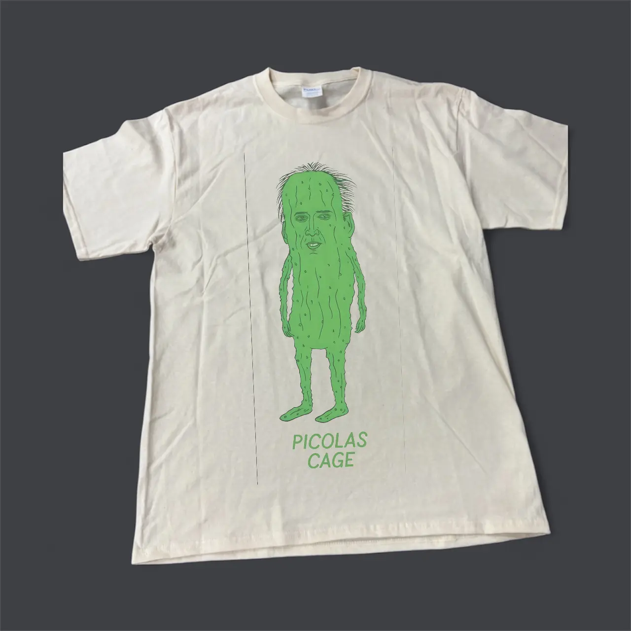 FUNNY COMFY PICKLE NICOLAS CAGE NATURAL UNISEX COTTON MENS GRAPHIC T SHIRT (message for sizes!)