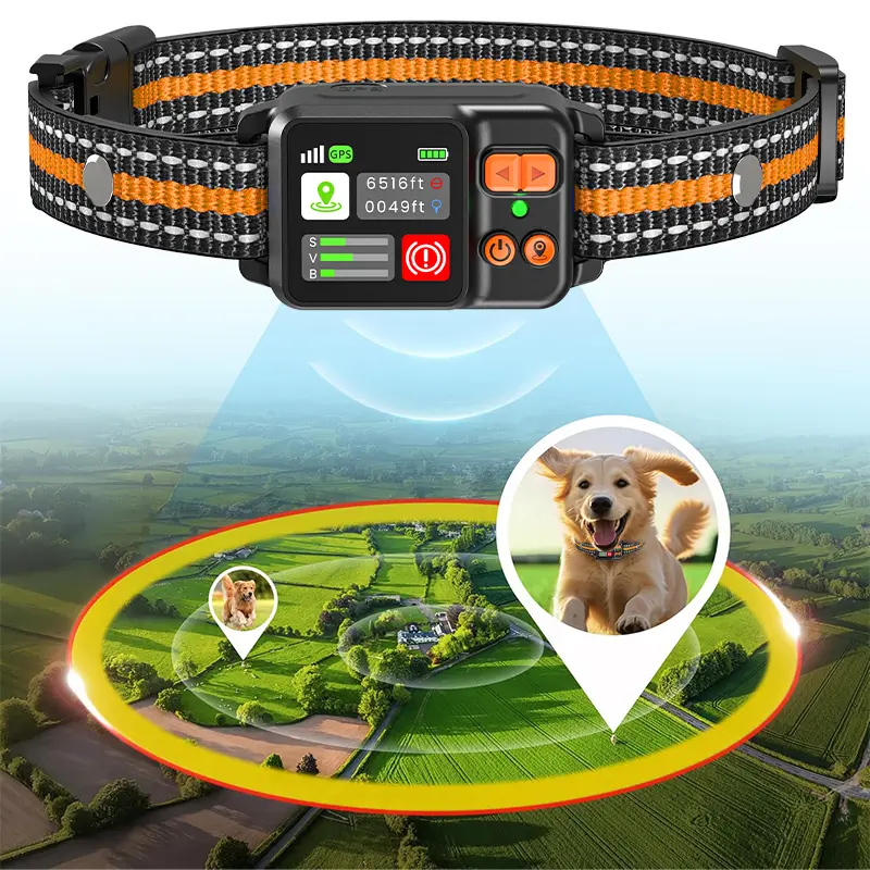 GPS Wireless Dog Collar Fence System - Invisible Electric Pet Containment System with Accurate Positioning, 49-6561ft Adjustable Range, 3 Training Modes, Rechargeable, Waterproof for Beach, Parks, Farms, Outdoors, Ai Smart Gps
