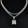 【Black Friday】2-Piece Layered Initial Pendant Necklace and Chain Set, Stainless Steel Jewelry for Parties, Versatile Birthday Gift