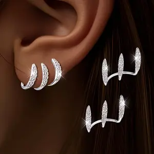 Elegant Women's Claw Earrings, Sparkling Luxury, Hypoallergenic, Perfect for Various Occasions, Ideal Holiday Gift, Earcuff