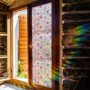 A piece of (30*120cm) colorful floral pattern flat 2D window sticker, window decoration Home Decor static glass sticker Decorative Stickers XC20034-YC