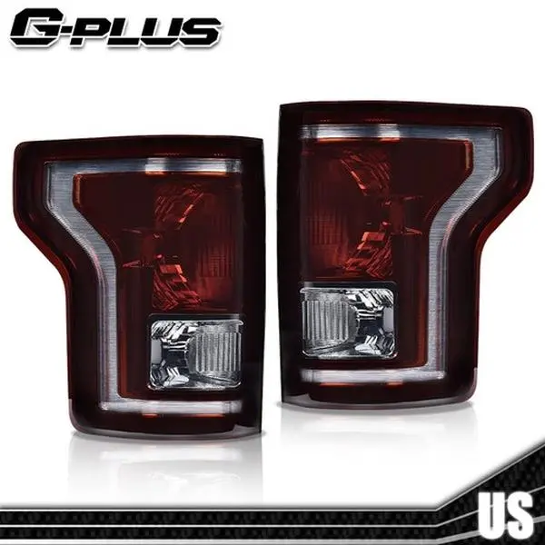 G-PLUS Smoked Lens LED Tail Lights Set - 1 Pair Shock-Resistant Brake Lamps for 2015-17 Ford F150, Left+Right Car Exterior Upgrade, Truck Mod Accessory, Car Light Set