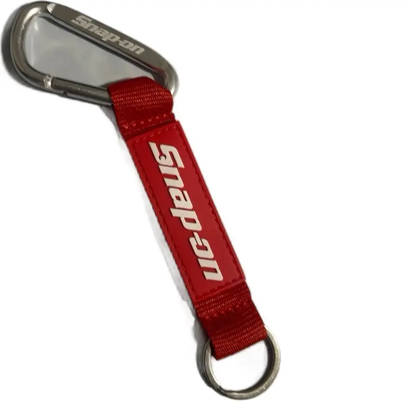 Stylish Alloy Keychain, Red Snap-On Carabiner Keytags with White Logo, Compact Practical Design Fashion Accessory