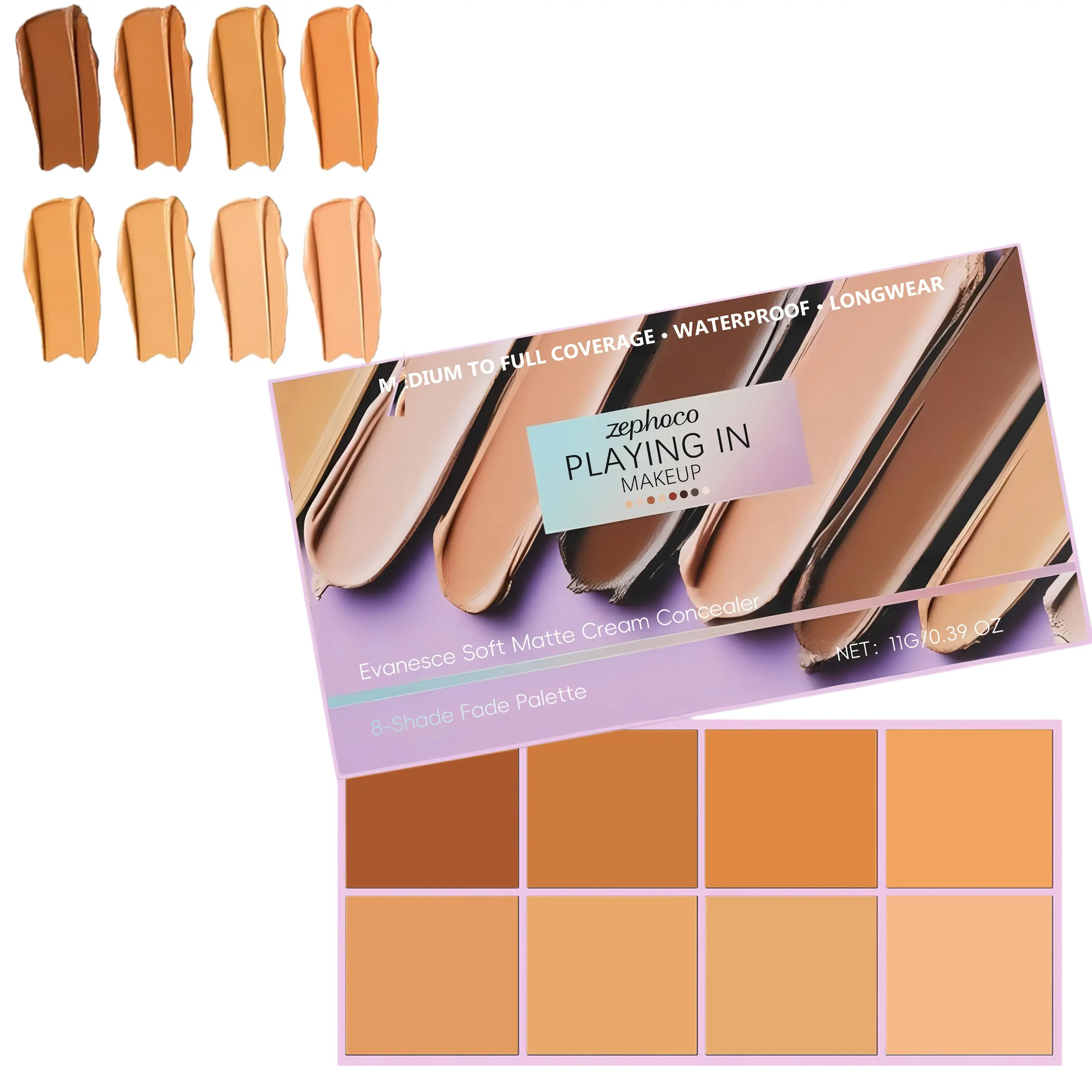 8 Shades Soft Matte Cream Concealer Palette, Full Coverage Lightweight Makeup Cream, Smooth Long Lasting Texture, 0.39 Oz