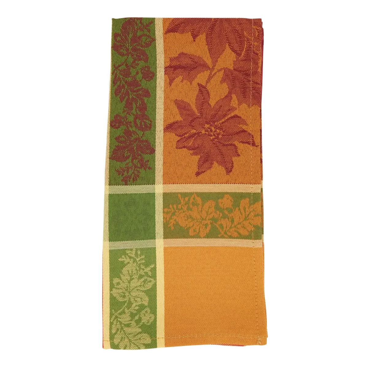 Saro Lifestyle 8621.OR20S 20 in. Rustic Harvest Jacquard Square Napkin with Fall Leaves, Orange - Set of 4