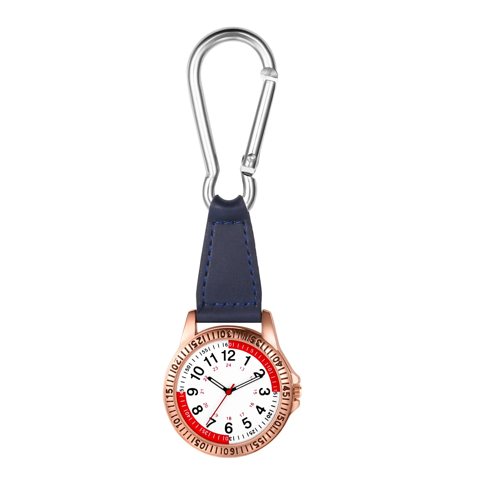 OIDEA Luminous Analog Clip Watch, Unisex Genuine Leather Carabiner Fob with Pulse Calculator for Medical Professionals and Outdoor Sports, Luminous Analog Watch, Analog Dial