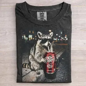 Cool Raccoon Graphic Tees, Comfort Colors Shirt, Fun Animal Lover Shirt, Vintage Raccoons Dr Pepperr Shirt, Funny Meme Genz Dank Raccoon T-Shirt...