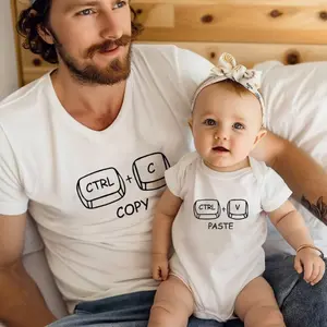 Ctrl C and Ctrl V T-shirt, Father Son Matching Tee, Dad and Baby Shirt, Copy Paste TShirts, Father Daughter Matching Tee, Gift For Husband Rainbow Letter Print Plus T-shirt Flash Sale T-Shirt Trio