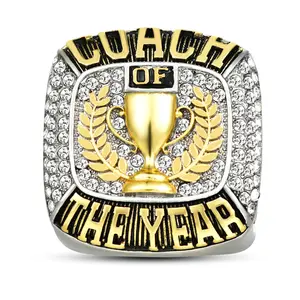 2025 COACH OF THE YEAR Championship Ring – Premium 2025 Coach Award Gift, Thank You Appreciation Keepsake, Sports Trophy Ring with Gold Dual Plating and CZ Stones