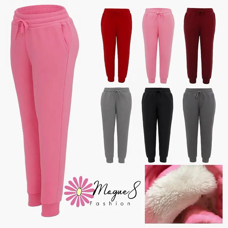 1203-Women's Fur Lined Jogger Pants for Winter Time - Soft & Cozy Winter Wear - Available in Multiple Colors - Perfect for Cold Weather