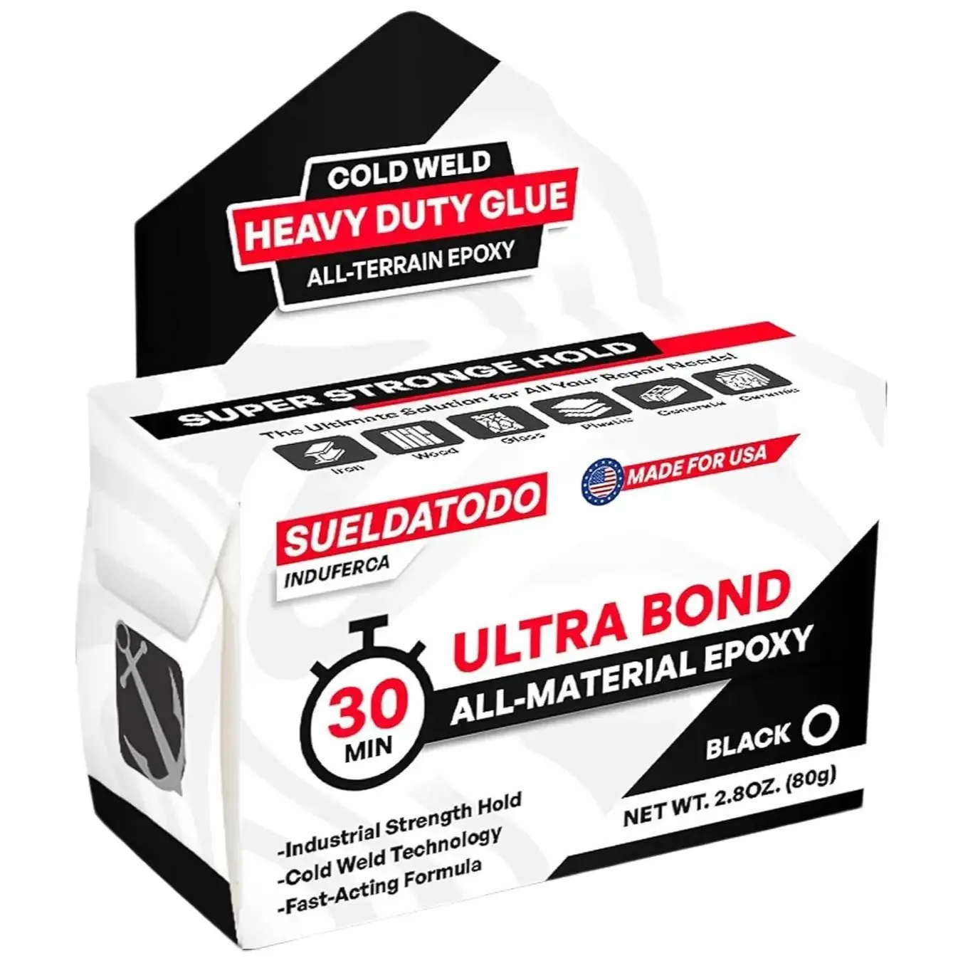 SUELDATODO Induferca Epoxy Glue - 2.8oz Liquid Adhesive for Plastic, Wood, Metal, Glass, Iron & More - Super Strong and Versatile