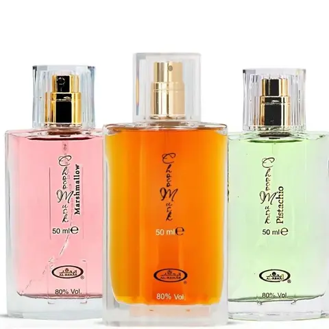 Al-Rehab Choco Musk Perfume Trio Unisex - Marshmallow, Pistachio, Choco Musk 50ml each