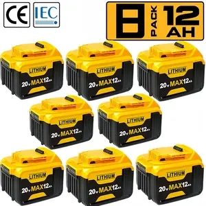 1/2/4/6/8pack DCB200 12.0Ah Battery Replacement for Dewalt 20VLong battery life Battery Compatible with DCB606 DCB612 DCB200 DCB201 DCB203 DCB204 DCB206 DCB207 DCB209 Larger battery capacity Series dewalt batteries