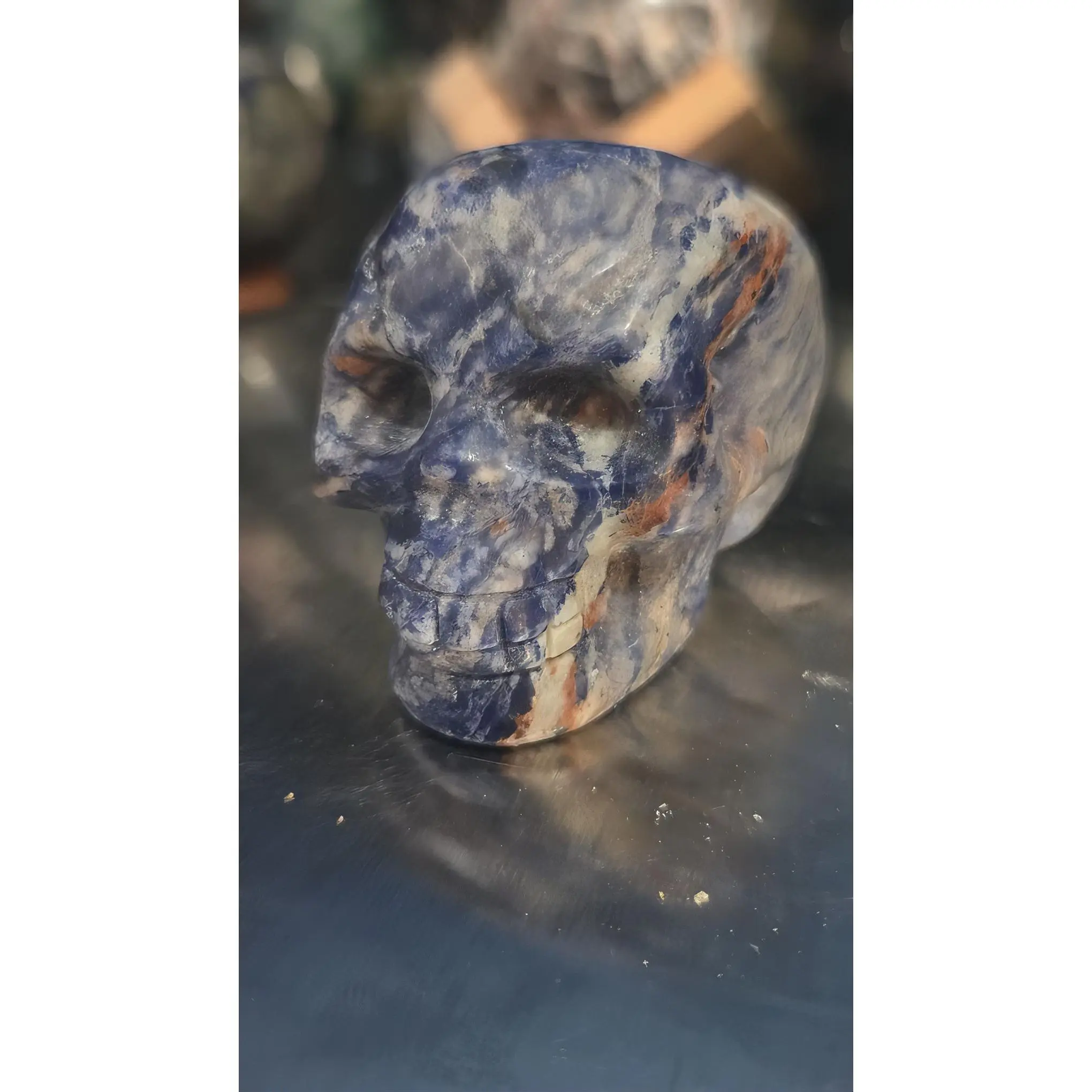 Sodalite Skull Decorative Stone $11 - Unique Natural Rock Sculpture for Home Decor