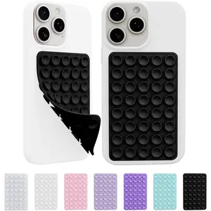 2 Pack Silicone Octo Cup Buddy Sticky Grip Holder for Cellphone, Silicone Suction Cup Phone Case Mount Double Sided, Hands-Free Phone Accessories Strong Grip Holder for Selfie and Video (Black)