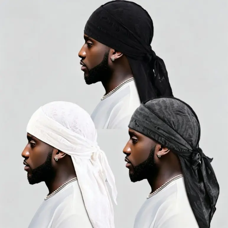 Men's Vintage Distressed Cotton Pirate Hat with Streamers — Tie-Back Bandana Cap