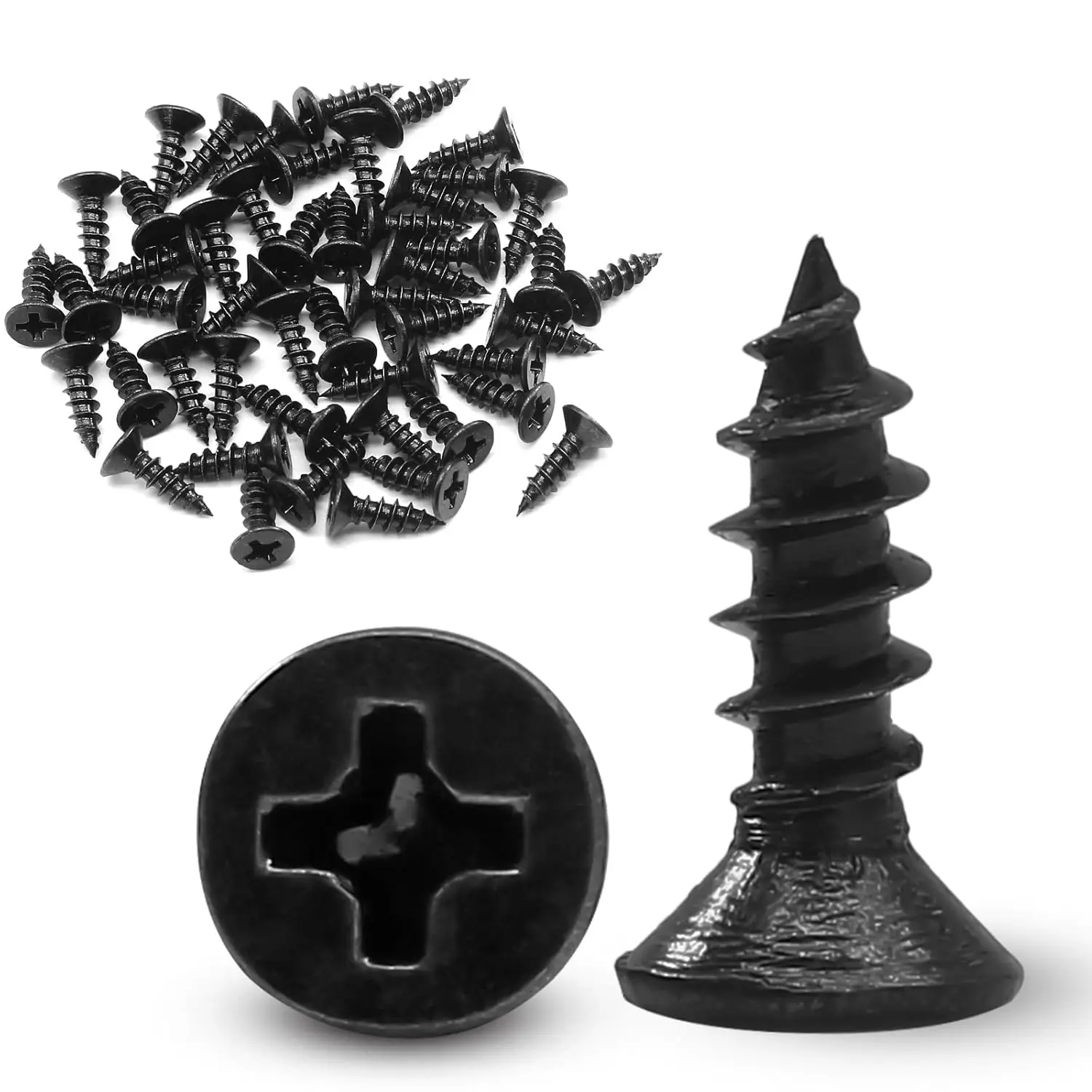 #6 x 1/2" Black  Screws - 120 count Oxide Coated Flat  Screws, Stainless Steel 18-8 Black Screws Phillips  Scrws for  Drywall Plastic Metal