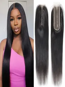 Lace Closure 2x6 HD Straight Lace Closure Human Hair, 12-24 Inch Brazilian Virgin Hair, Free Part, 100% Human Hair Extensions for Women, Human Natural Hair