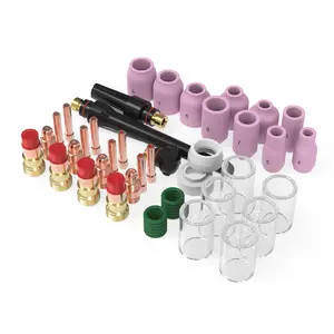 YESWELDER 49Pcs TIG Welding Torch Consumables Pack | Stubby Gas Lens, Collets, #10 Pyrex Cup for WP-17/18/26 TIG Torches