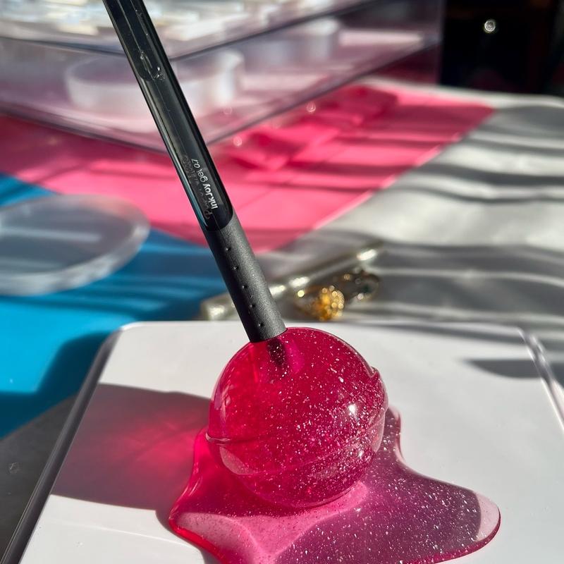 Retro Resin Art Melted Lollipop Ring & Pen Holder Desk Decor Candy Art Glitter Finish