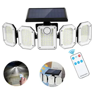 300 LED Solar Lights for Outside, Solar Lights Outdoor Motion Sensor Lights Cordless;  5 Adjustable Heads, 360° Wide Angle Illumination,  Security LED Flood Light for Patio Yard Garden Yard Patio Garage