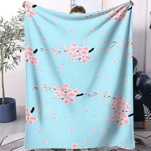 A Single-Sided Printed Plush Blanket With a Botanical Floral Pattern, Soft, Warm, And Lightweight, Suitable For Bed, Sofa, Car, Or Room Decoration, Perfect For Adding a Spring Atmosphere