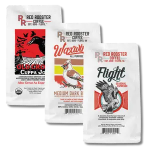 Red Rooster Coffee Triple Shot Espresso Bundle - Old Crow, Waxwing, Flight - Full Bodied Flavor & Balanced Profiles - Perfect for Home Use or Gifting