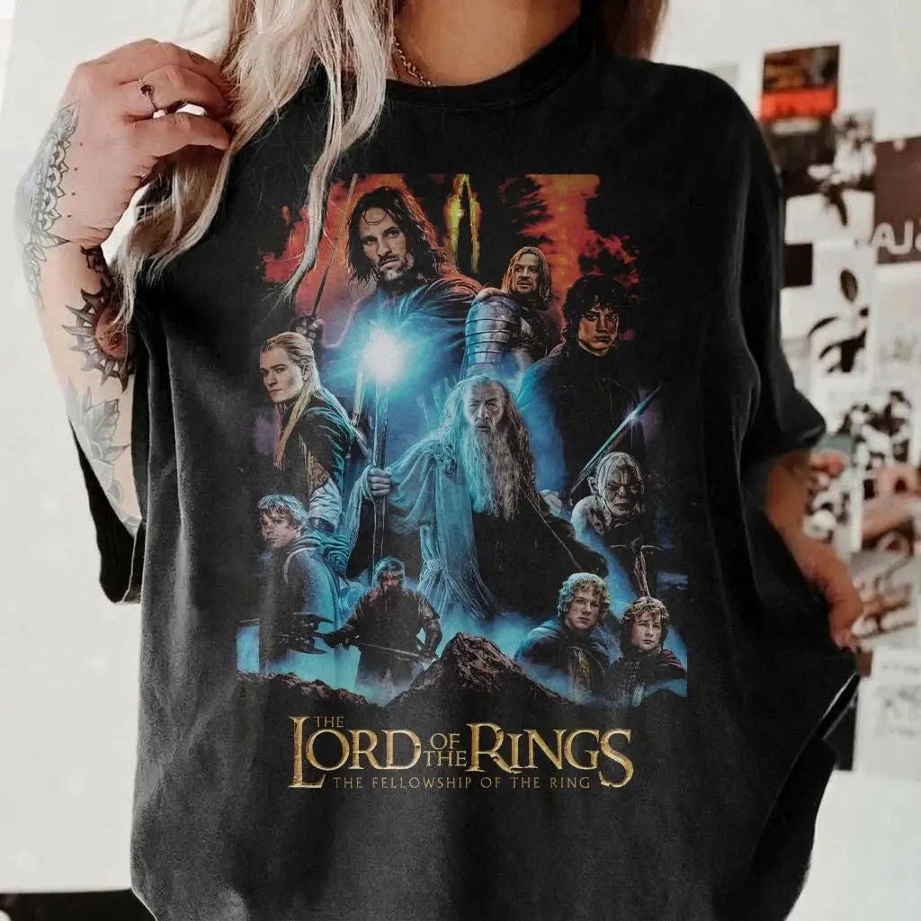 Comfort Colors Vintage Lord of the Rings Shirt, LOTR Fellowship Tee, Retro Fantasy Movie Graphic Tee, Middle Earth Wizard Aesthetic Gift
