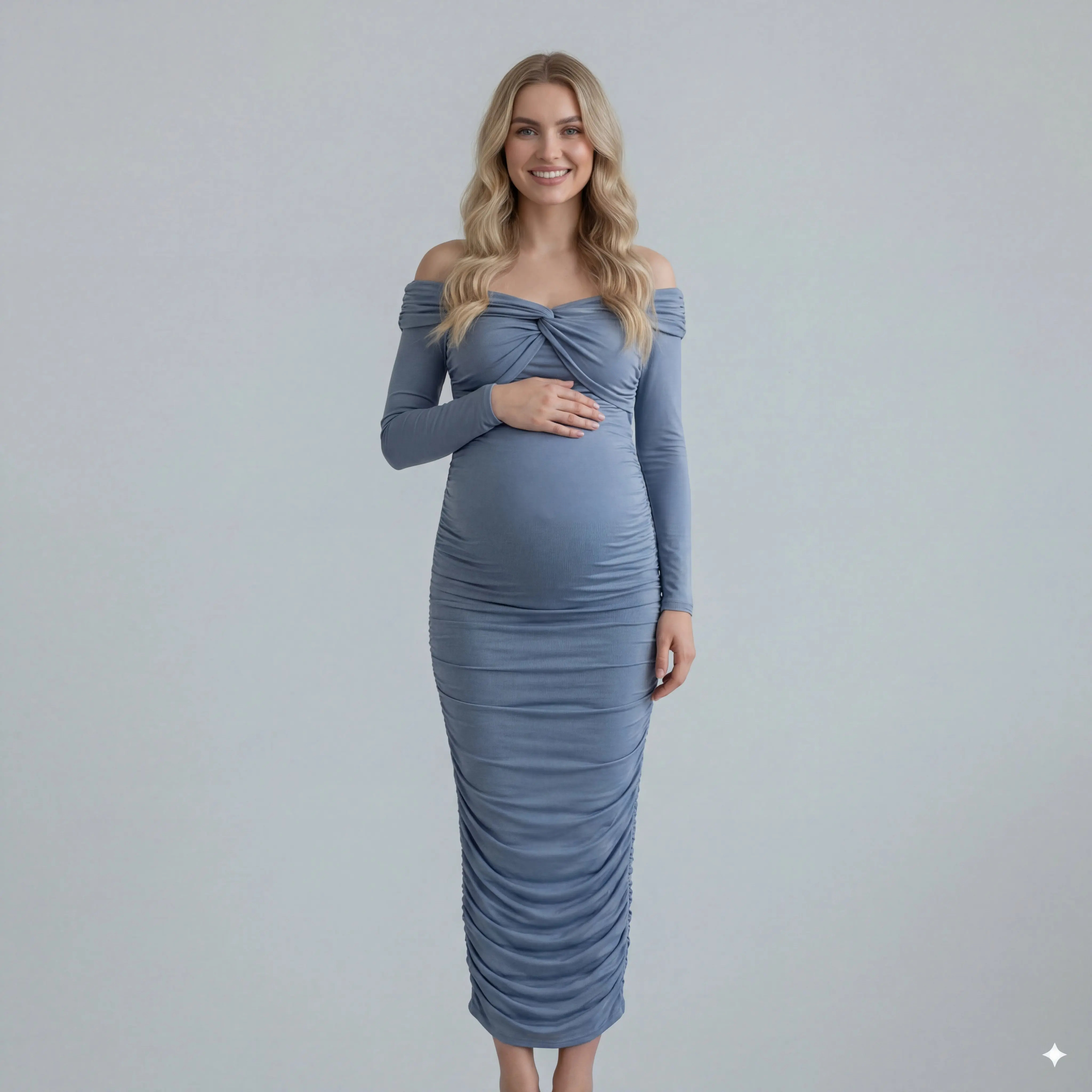 Women's Maternity Dress - Blue, Pleated, Off-Shoulder, Cross-Front, Tie-Neck, Slim-Fit, Elegant Mid-Length Maternity Clothing for Wedding Guests & Photoshoots - TikTok Shop Women's Maternity Dress - Blue, Pleated, Off-Shoulder, Cross-Front, Tie-Neck, Slim-Fit, Elegant Mid-Length Maternity Clothing for Wedding Guests & Photoshoots - TikTok Shop