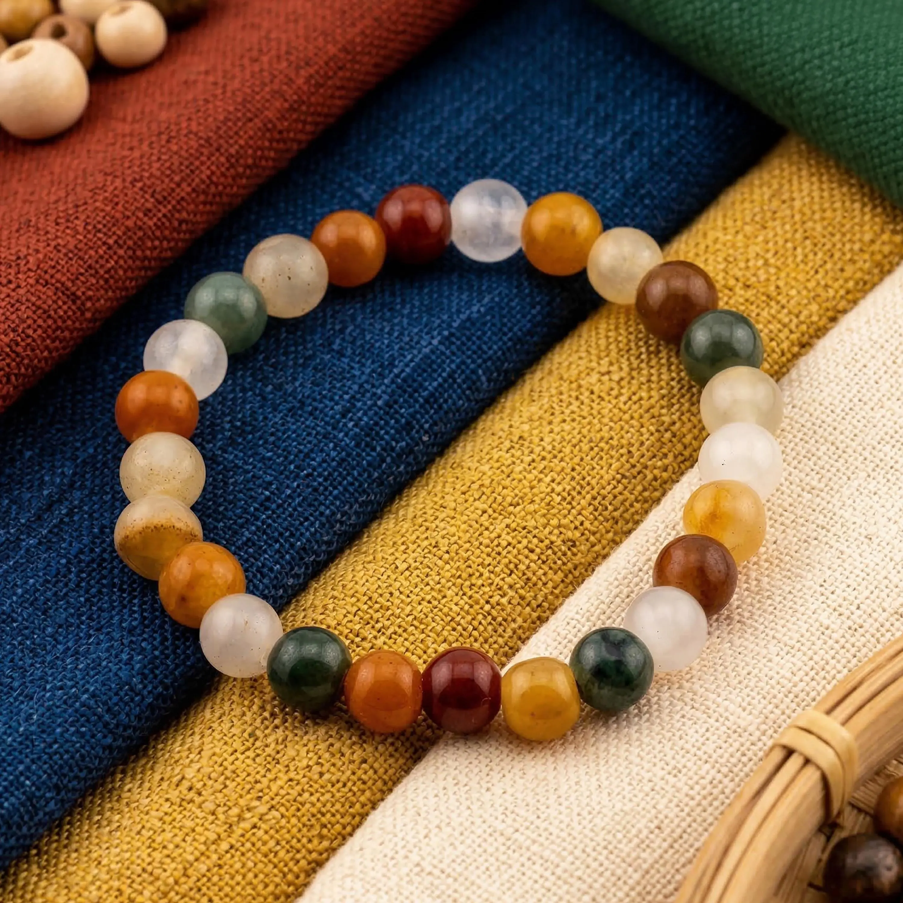 Multicolor Jade Bracelet for Women, Thai Handmade, Monk Blessed | Artisan Terra