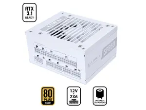 Lian Li SP V2 Gold - 850 Watt SFX Form Factor Power Supply with Native 12V-2x6 Cable - Low Noise - 80 Plus Gold Efficiency - ATX 3.1 & PCIe 5.0 Compliant - 92mm FDB Fan - 10-Year - White (SP850G.W)