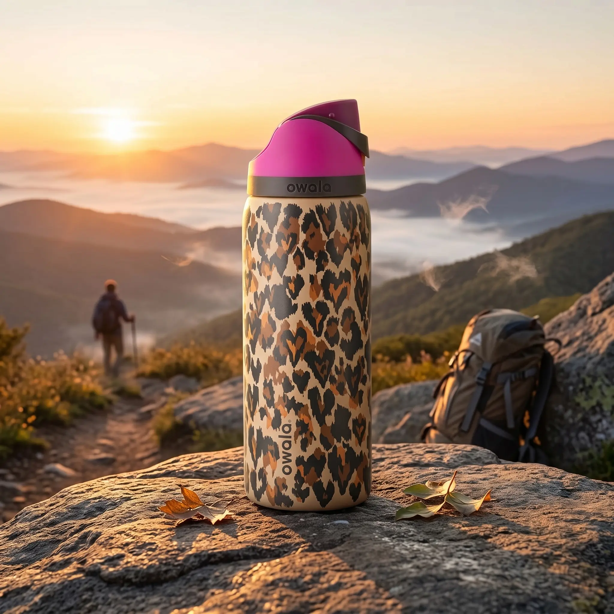 NEW Owala “Wild At Heart” 32oz FreeSip Water Bottle – Limited Edition UO Exclusive Leopard Cheetah Print Insulated Stainless Steel Tumbler with Straw, Leakproof Viral Aesthetic Hydration Cup