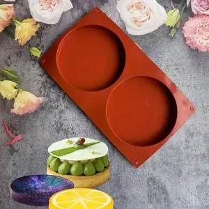 Silicone 2 Disc Chocolate Mold, 1 Count DIY Handmade Baking Mold, Chocolate Cake Pie Custard Tart Muffin Sandwiches Eggs Bakeware, Soap, French Dessert