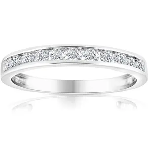 1/2 Ct Diamond Channel Set Wedding Ring 10k White Gold