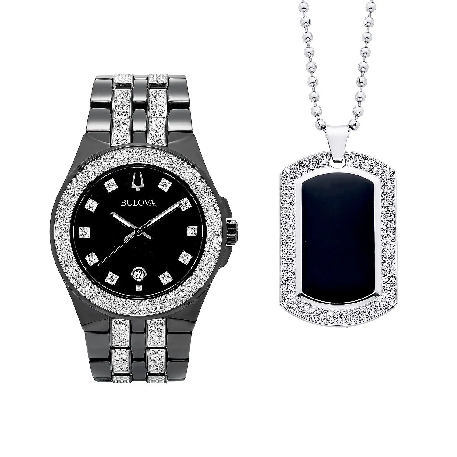Bulova Crystal Black Dial Mens Watch 98K101