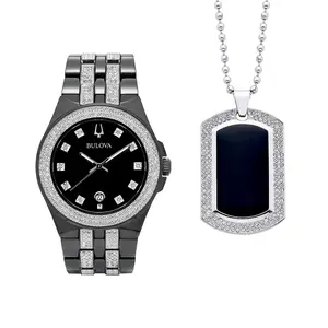 Bulova Crystal Black Dial Mens Watch 98K101