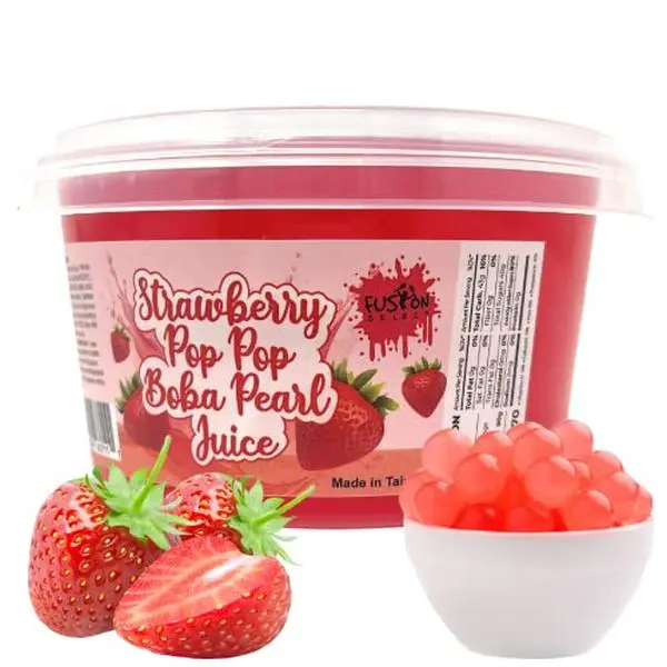 Fusion Select Strawberry Popping Boba Pearls Bursting Boba For Fruit Tea Dessert Toppings 450 Grams