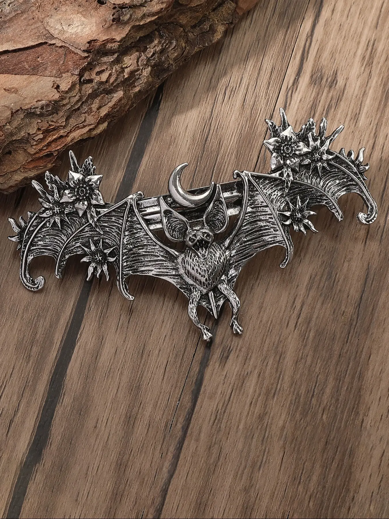 Viking Vintage Gothic Design Moonflower Bat Hair Clip, Trendy Headpiece with Norwegian Style Accessories, Ideal Party Gifts for Valentine's Day and Mother's Day, Hair Accessory, Hair Flower Clips, Decorative Hair Clips