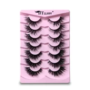 Natural Look False Eyelashes, 7 Pairs Dense & Fine Design, Daily Wear Makeup Style 17-18mm, Non-Toxic Solid Form, Environmental Friendly