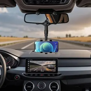 360 Degree Car Phone Holder Rearview Mirror, Multifunctional Navigation Bracket, 360° Rotatable & Retractable Car Phone Holder,car accessories