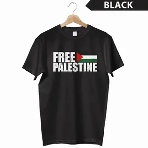 Free Palestine Shirt - Short-Sleeved Cotton T-Shirt - 100% Preshrunk Cotton - Graphic Design - Crew Neck - Check, Pullover Collar Womenswear Casual Soft
