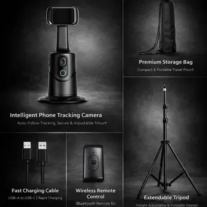 SmartCapture Auto Recognition Smartphone 360 Degree Rotation Tracking Tripod