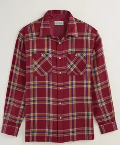 John Blair Classic Flannel Shirt, Rhubarb Plaid, Vintage Mens Flannel Shirt - Regular Fit Cotton Plaid Shirts for Men, Casual Collared Neck Flannels for Men