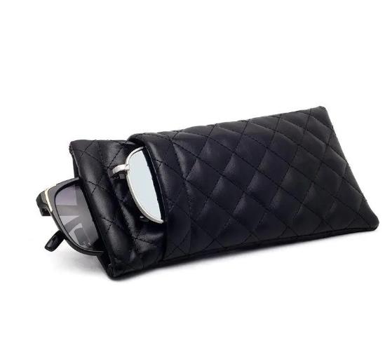 Premium Double-Layer Eyeglasses Storage Pouch, Waterproof PU Leather Sunglasses Bag, Fine Sewing Craft Portable Protective Case for Daily Commute Travel Business