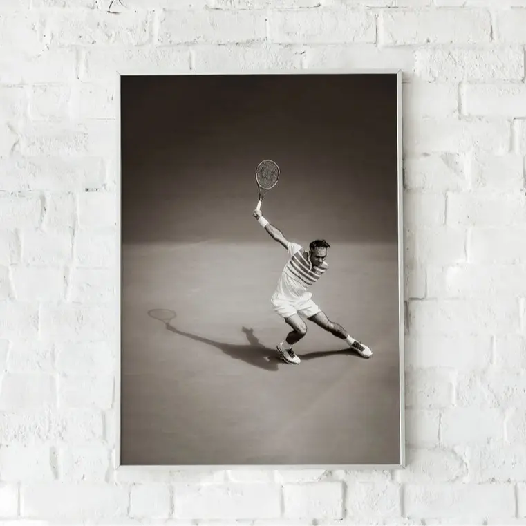 Roger Federer, Sepia Color Poster Print, Tennis, Sports Art, Wall Decor