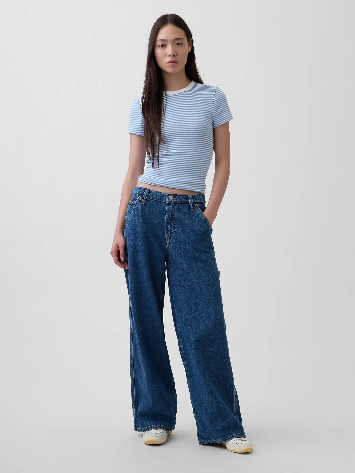 Gap Women's Mid Rise UltraSoft Denim Baggy Trousers