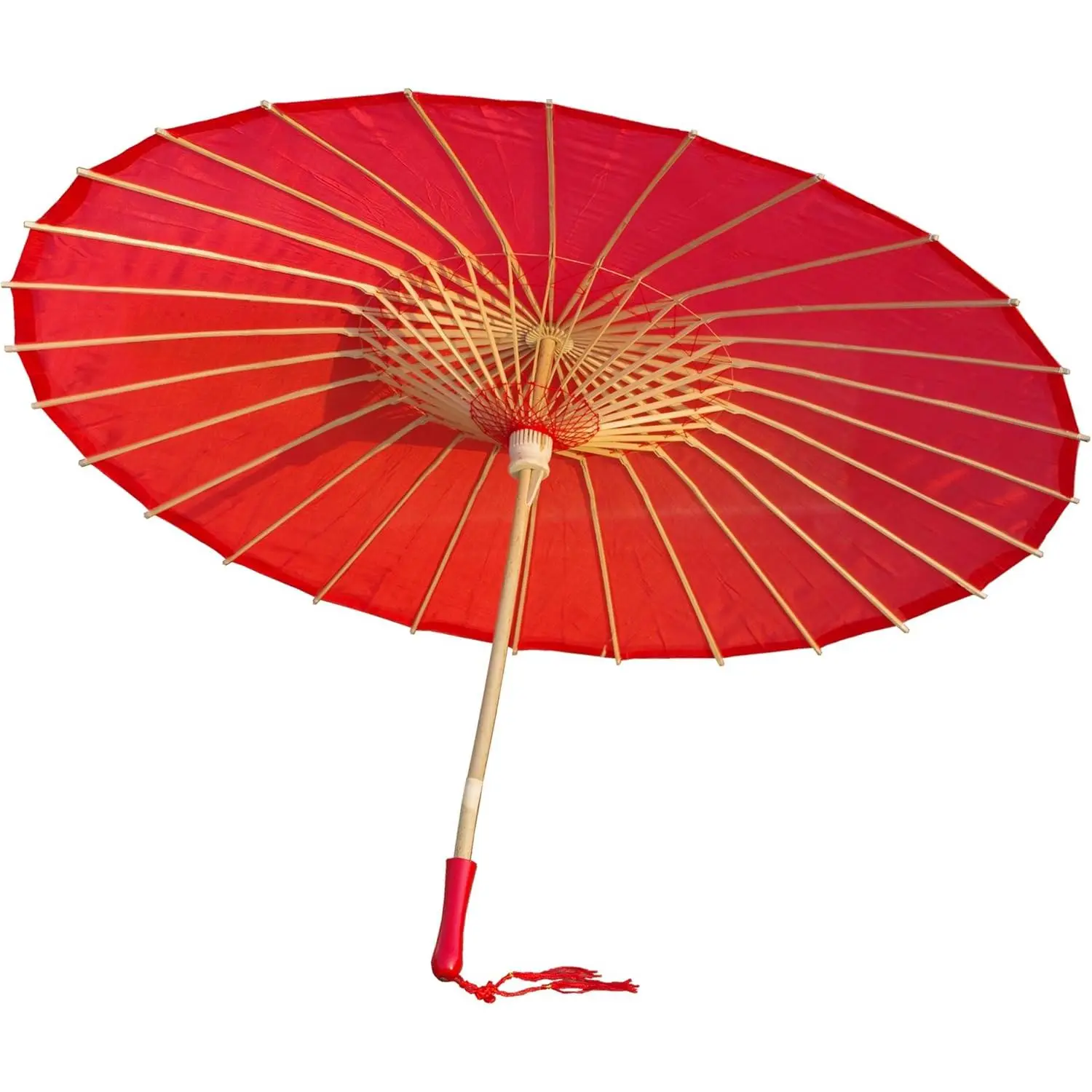 Bamboo Cloth Parasol Umbrella, Red Wedding Party Favor for Festive Home & Party Supplies, Great For Wedding Party Favor